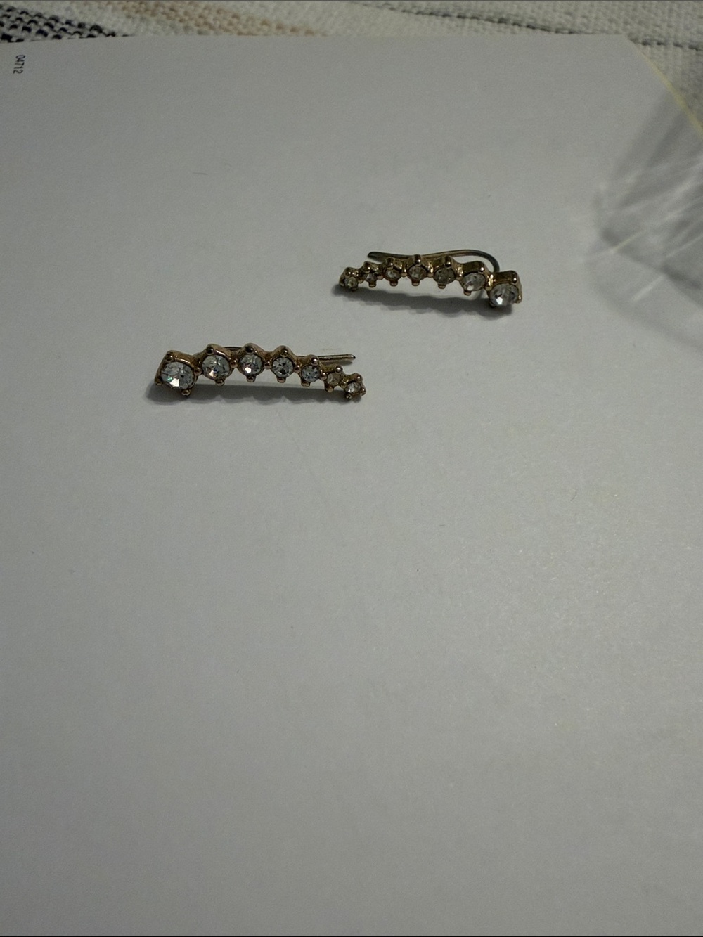 Gold-Tone Crystal Ear Climbers - Sparkling Row Earrings- Costume